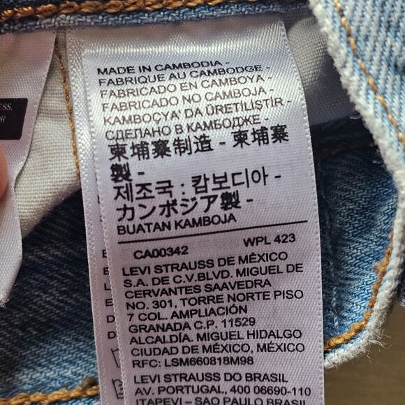 Levis 501 Shorts Womens 25 Blue Cut Off Denim Stretch Button Fly Mid Rise - Picture 8 of 10